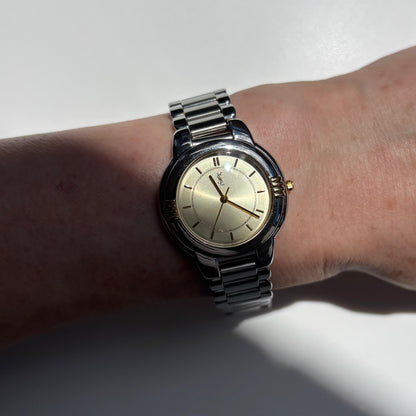 Yves Saint Laurent 1990s Round Dial Two-Tone Gold-Plated Watch (Large)