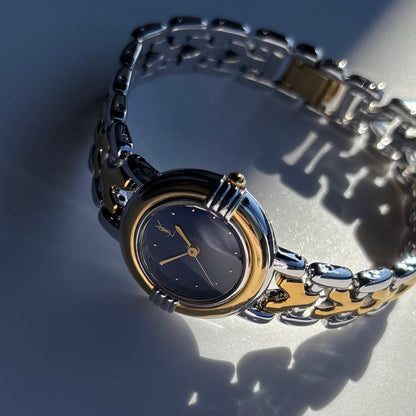 Yves Saint Laurent 1990s Round Dial Two Tone Watch