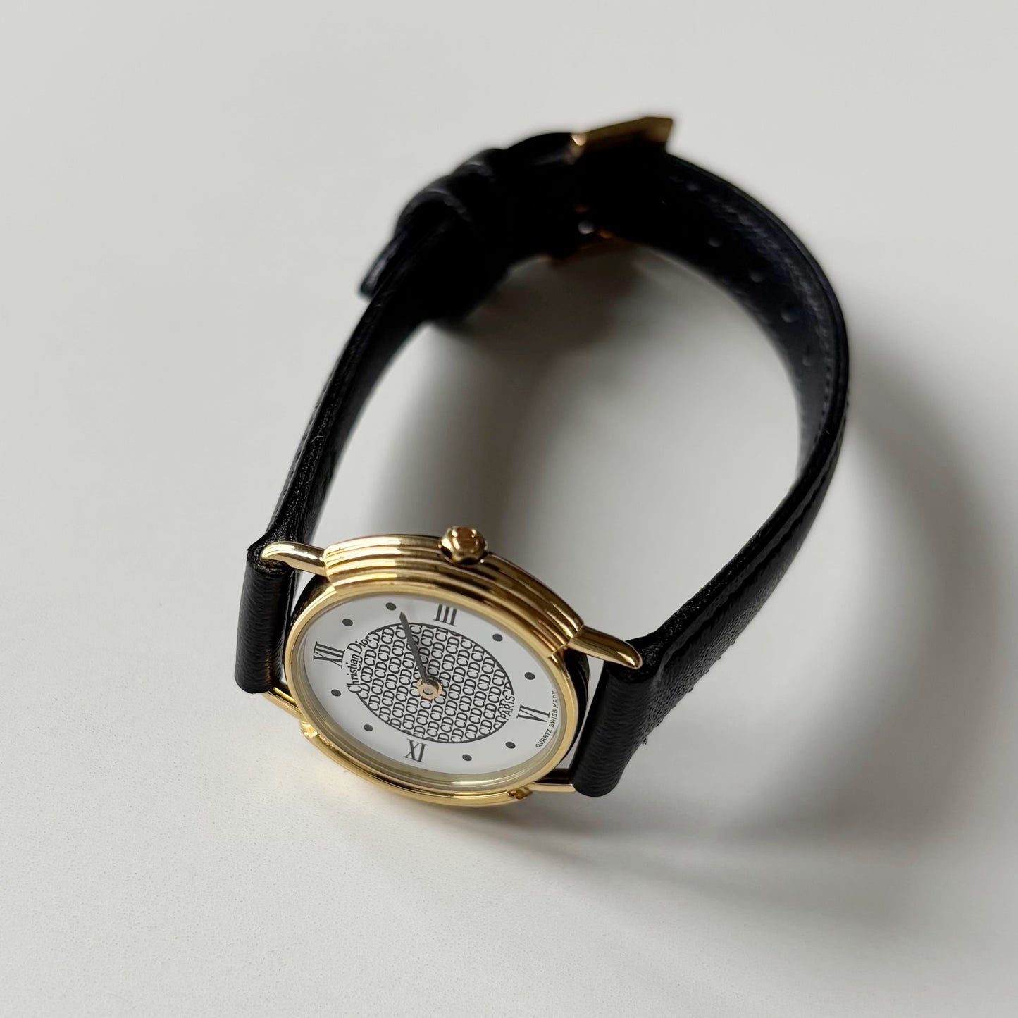 Dior 1990s DC Logo Round Dial Gold Plated Watch