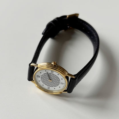 Dior 1990s DC Logo Round Dial Gold Plated Watch