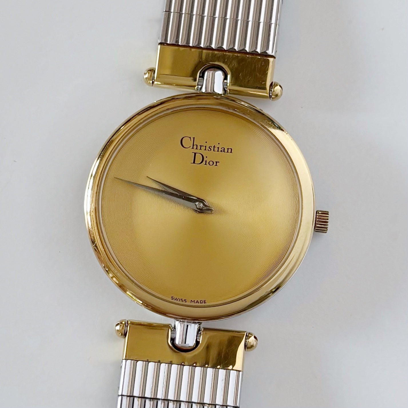 Dior 1990s Gold Dial Round Two Tone Watch