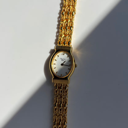 Dior 1990s Oval Dial Gold Plated Watch
