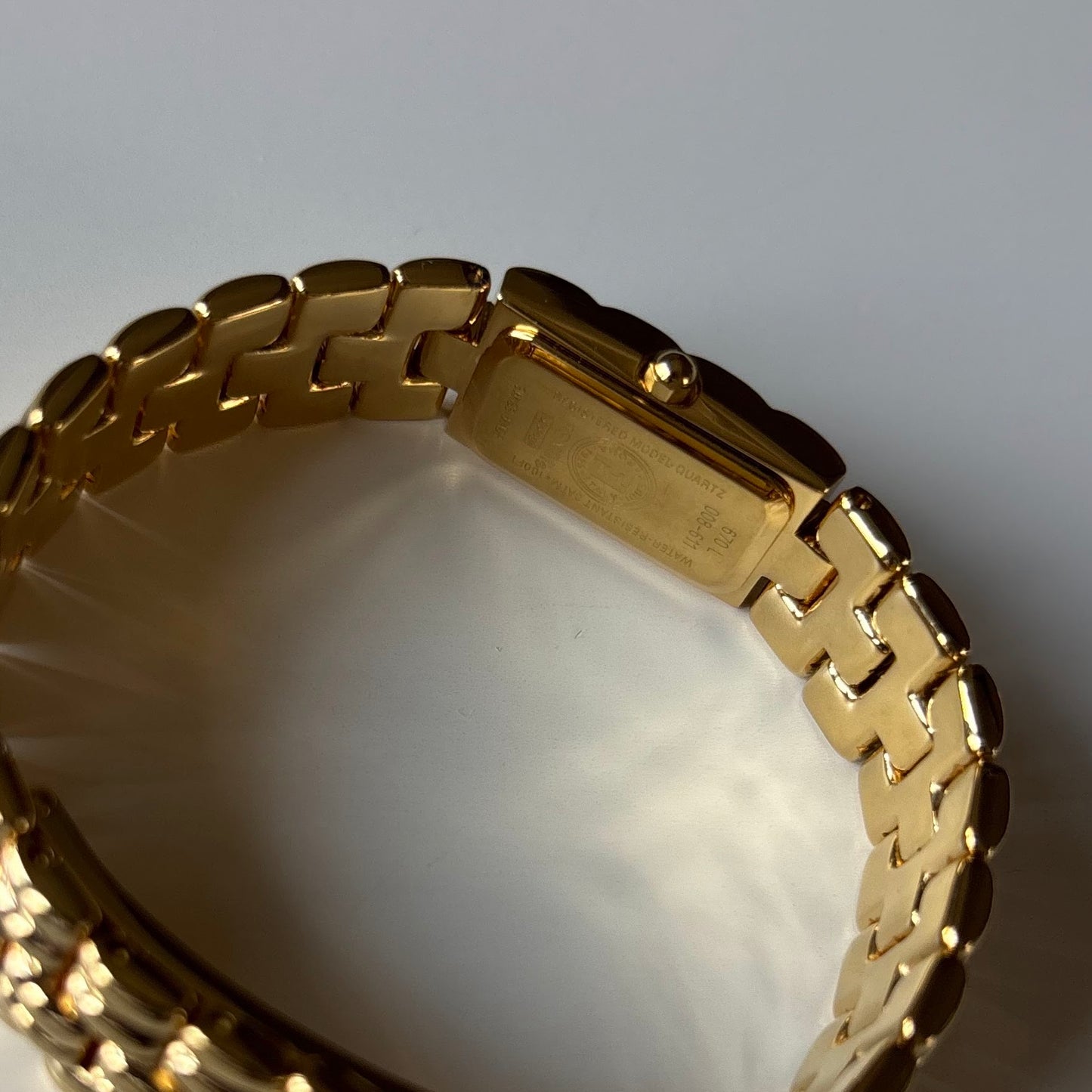 Fendi 1990s Rectangular Dial Gold Plated Watch