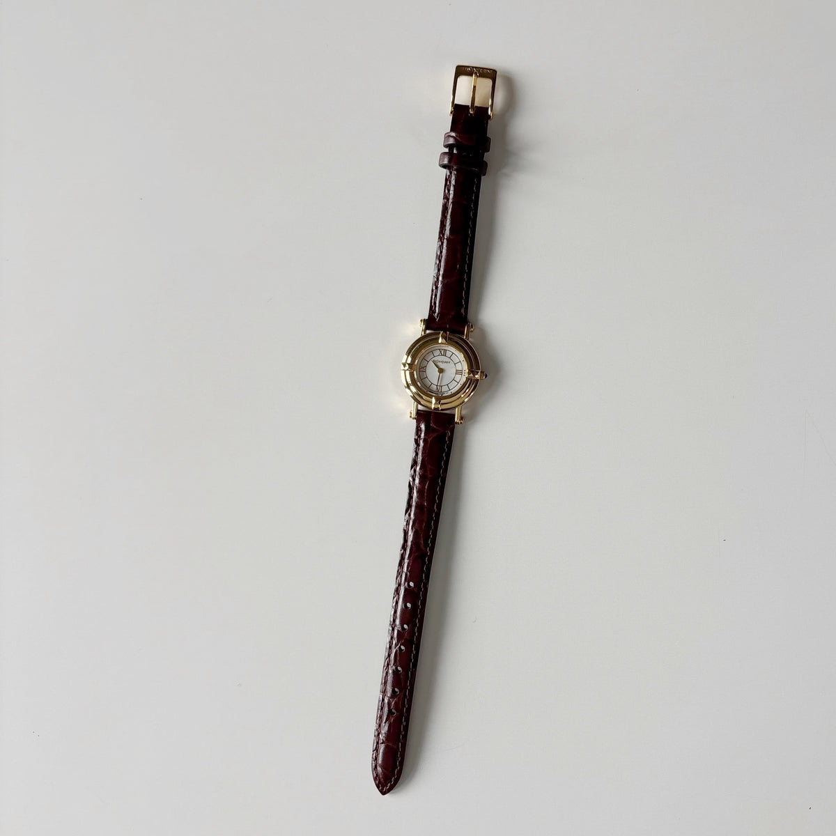 Yves Saint Laurent 1990s Round Dial Gold-Plated Watch