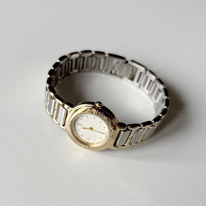 Yves Saint Laurent 1990s Round Dial Two Tone Gold Plated Watch