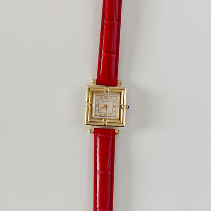 Yves Saint Laurent 1990s Square Dial Gold Plated Watch