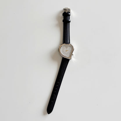 Yves Saint Laurent 1990s Heart Shaped Dial Silver Watch
