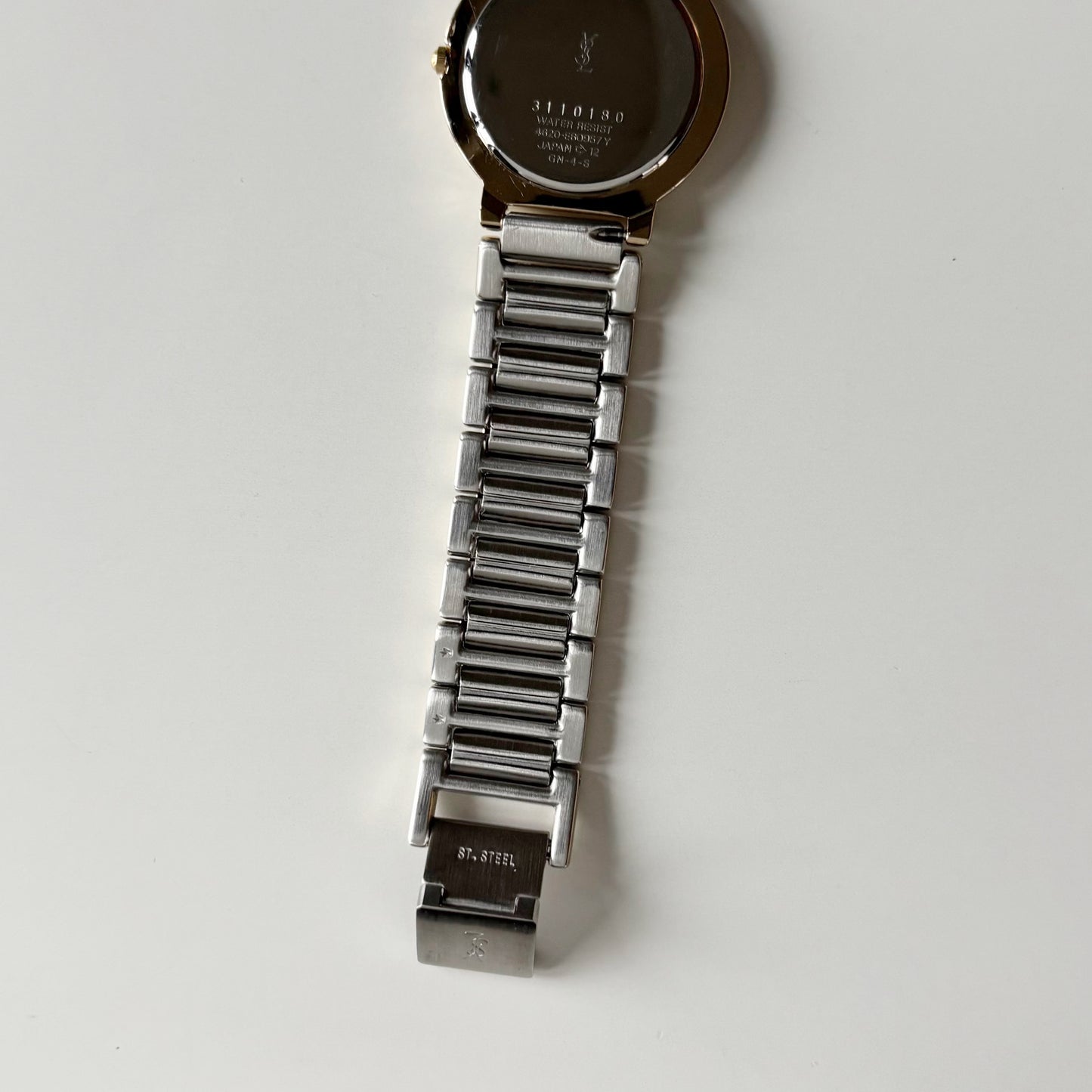 Yves Saint Laurent 1990s Cream Round Dial Two Tone Watch (Large)
