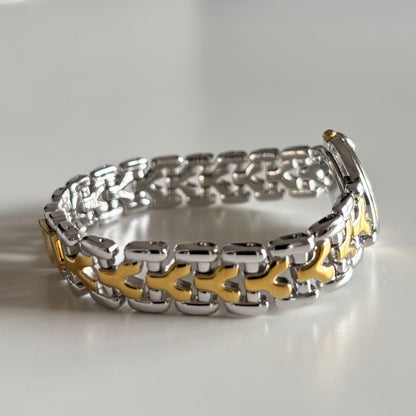 Yves Saint Laurent 1990s Round Dial Two Tone Watch