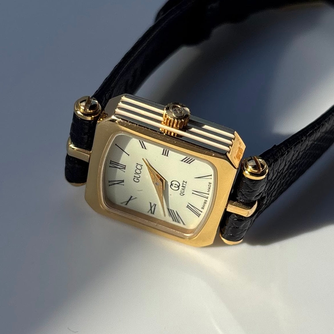 Gucci 1980s Square Dial Gold Plated Watch