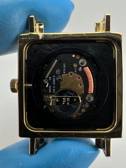 Tiffany 1990s Atlas Square Dial 18K Gold Case Watch