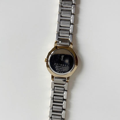 Yves Saint Laurent 1990s Black Dial Two Tone Watch