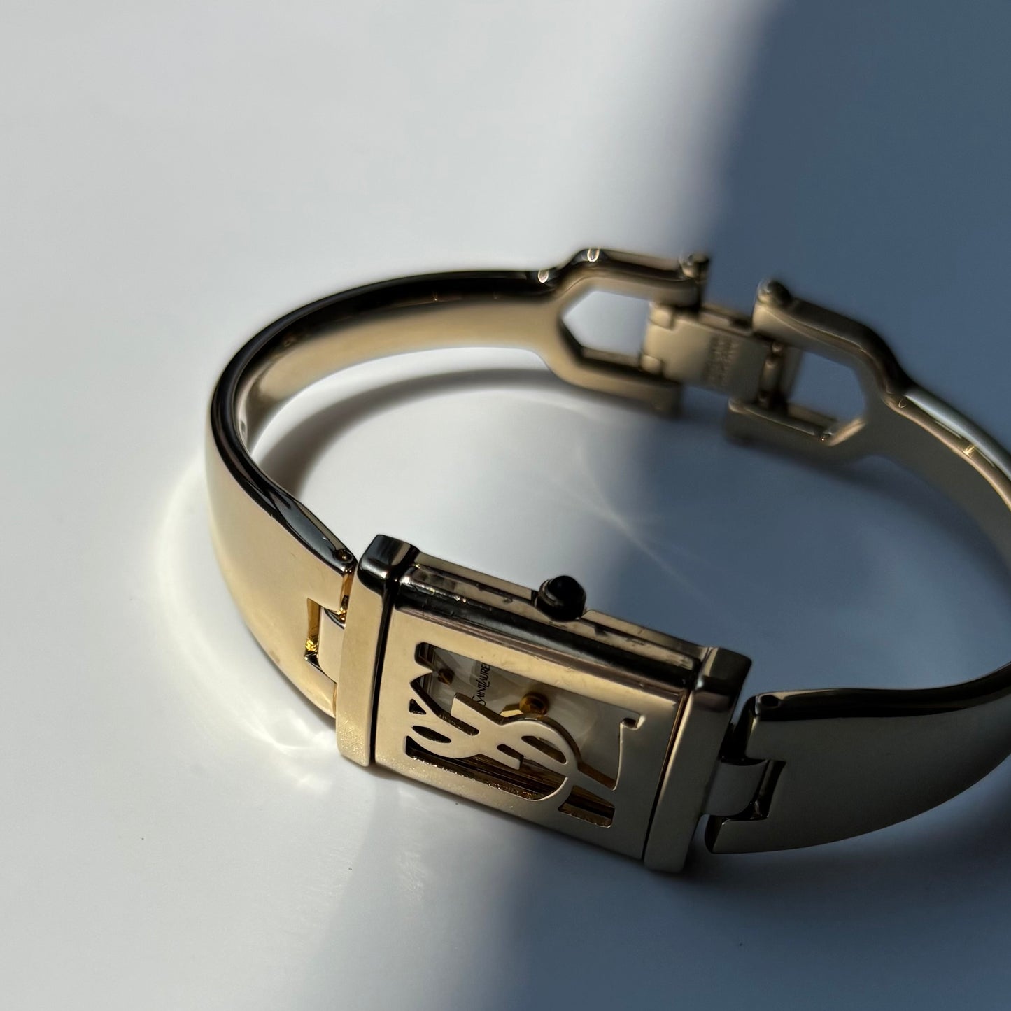 Yves Saint Laurent 1990s Peek a boo Gold Plated Bangle Watch
