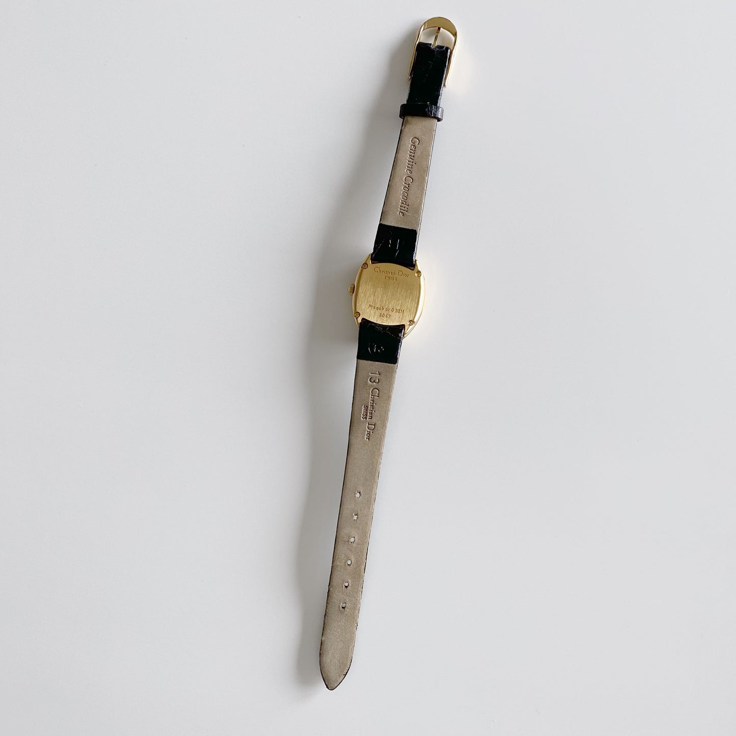 Dior 1990s Baignoire Gold Plated Leather Watch