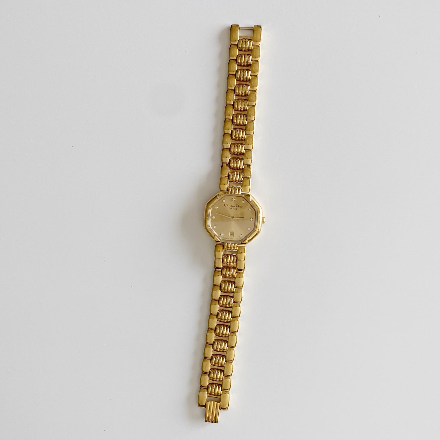Dior 1990s Octagon Gold Plated Watch