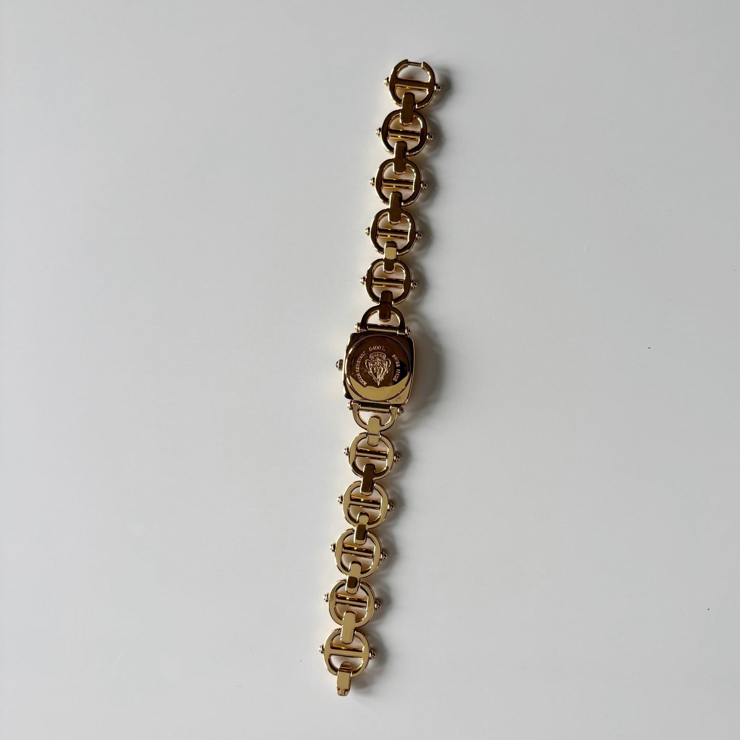 Gucci 1990s Seashell Dial Horsebit Gold Plated Watch