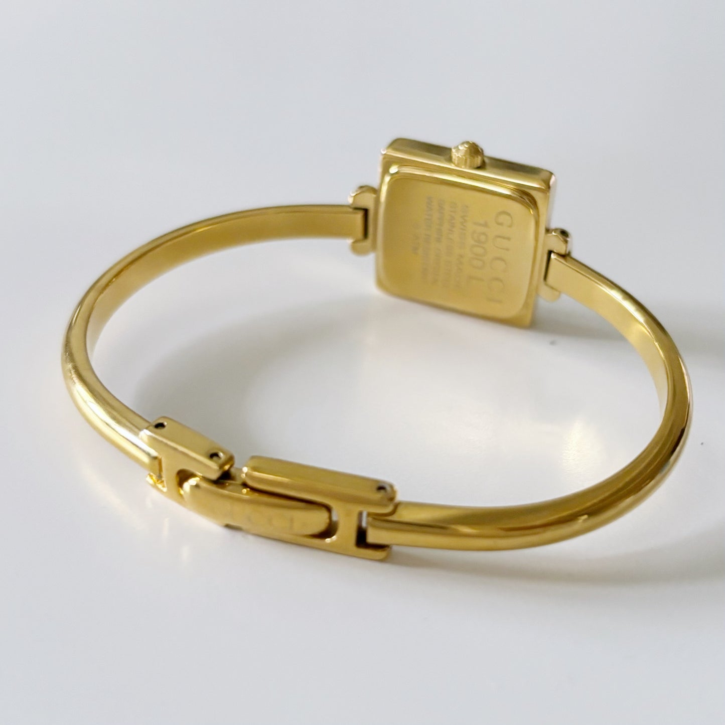 Gucci 1990s Square Gold Plated Bangle Watch