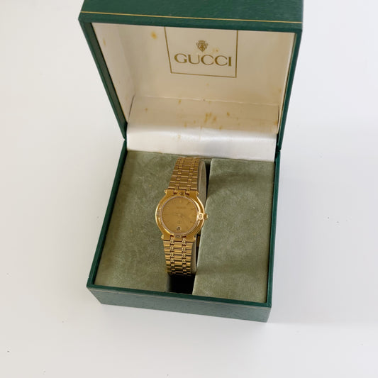 Gucci 1990s Gold Plated Date Watch