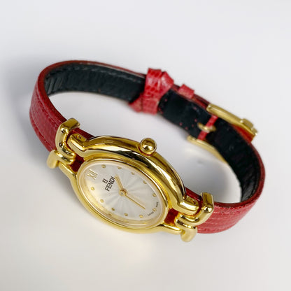 Fendi 1990s  Interchangeable Belt Watch with 5 leather straps and case