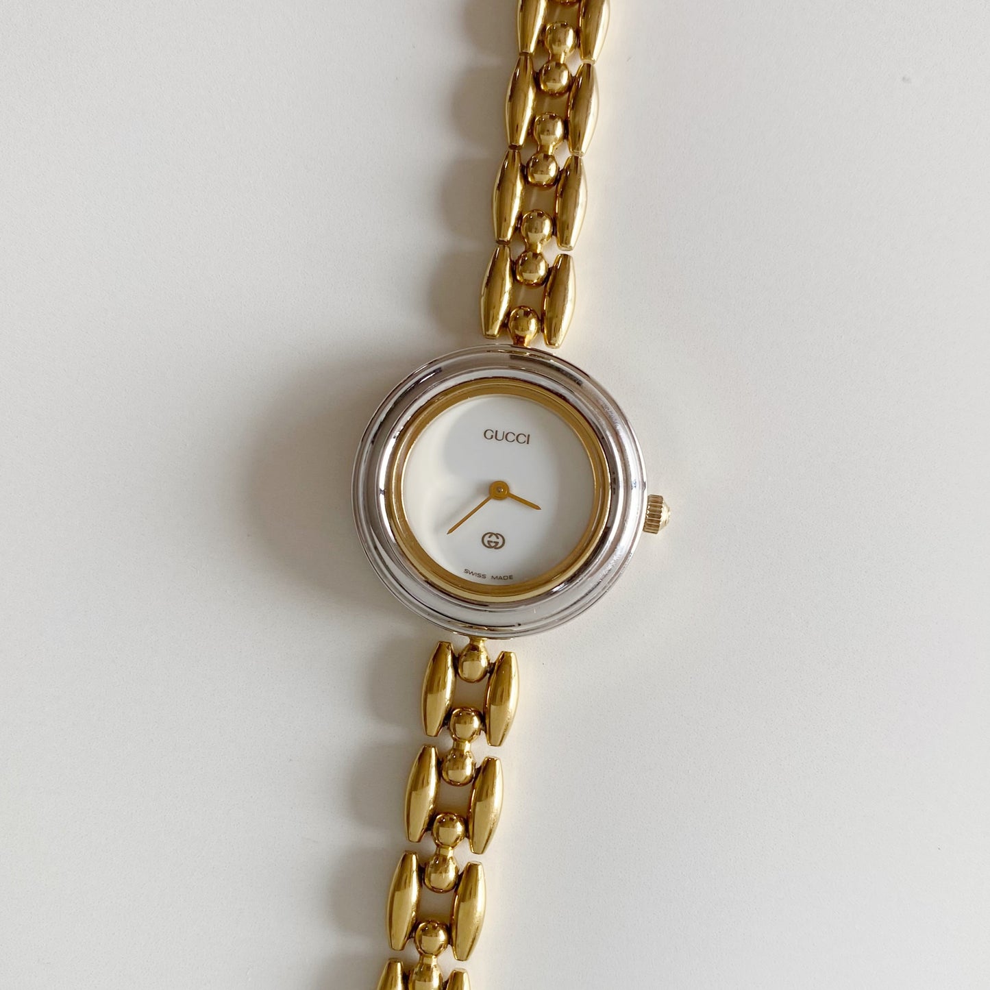 Gucci 1990s Interchangeable Bezel Gold Plated Watch with 6 bezels, case (167mm)