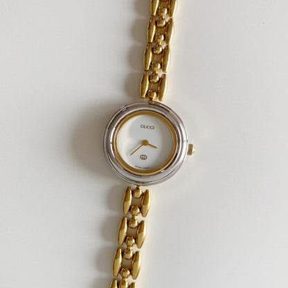 Gucci 1990s Interchangeable Bezel Gold Plated Watch with 6 bezels, case (167mm)