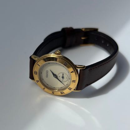Gucci 1990s Round Dial Gold Plated Watch
