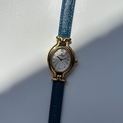 Fendi 1990s Interchangeable Strap Gold Plated Watch with 5 straps, case