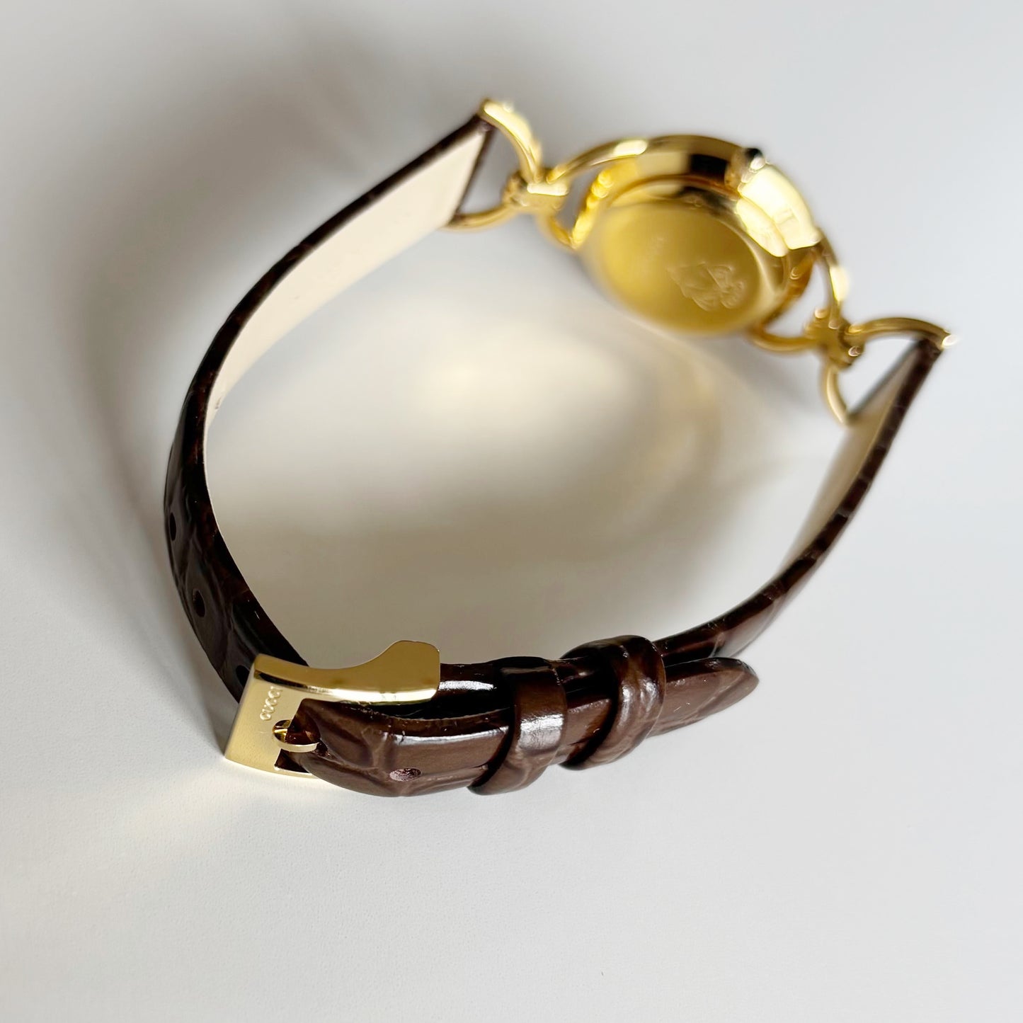 Gucci 1990s Round Dial Gold Plated Watch