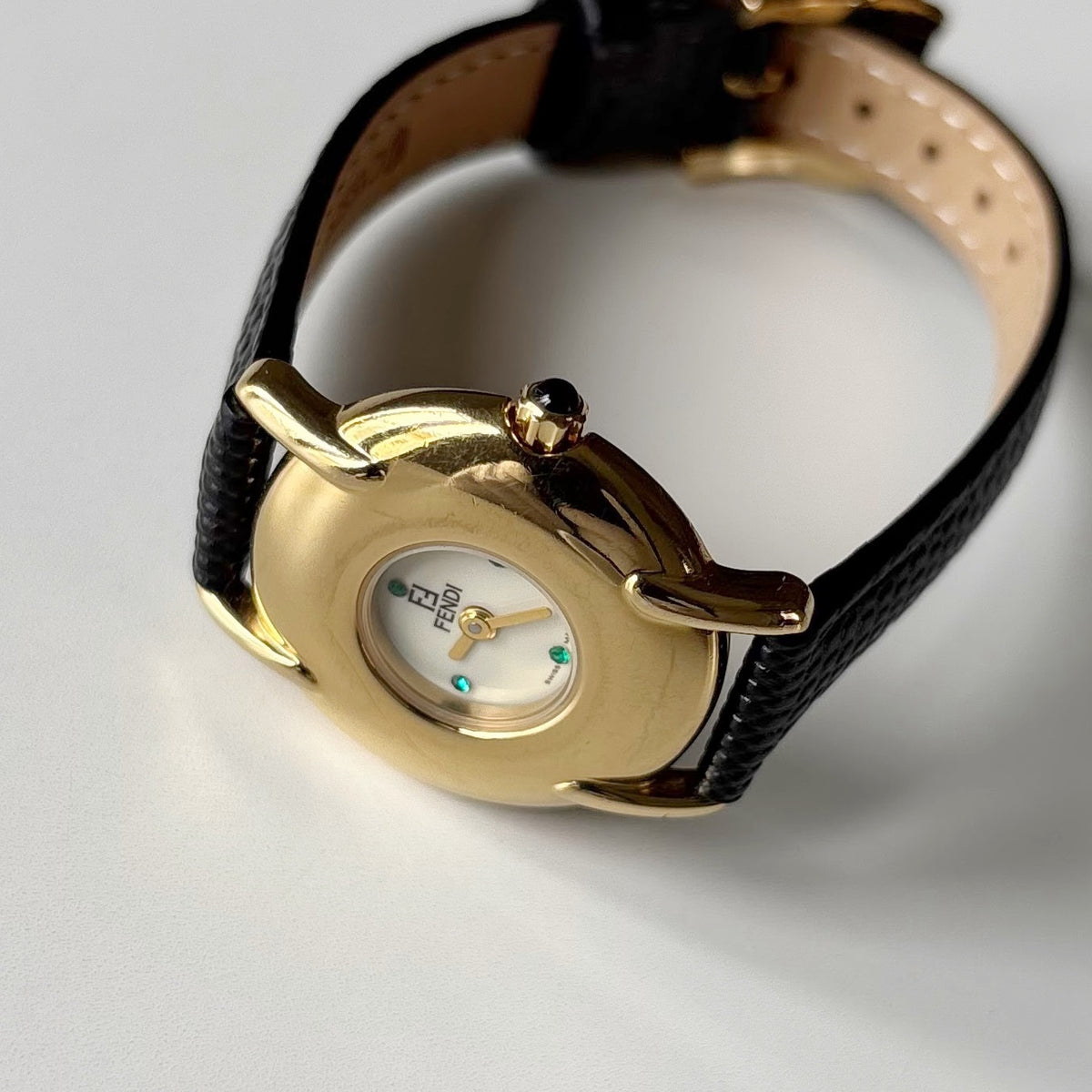 Fendi 1990s Round Dial Gold Plated Watch