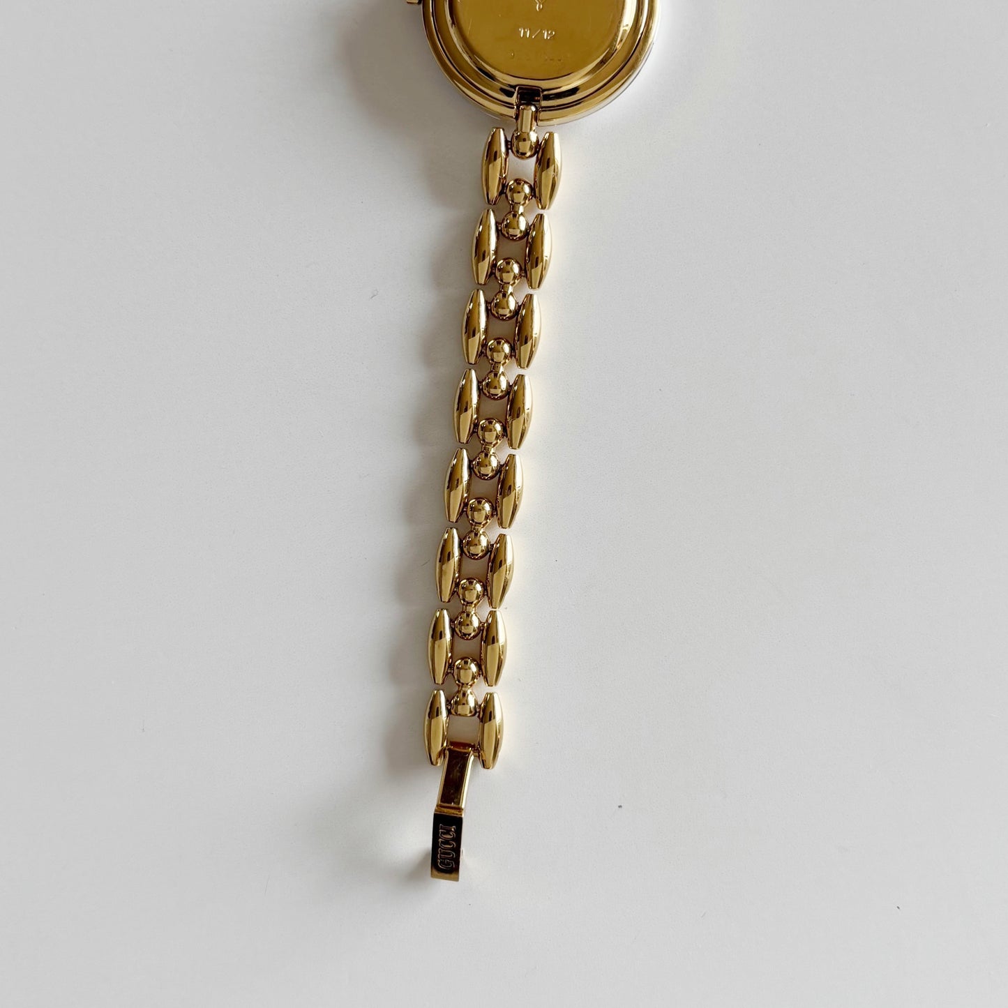 Gucci 1990s Interchangeable Bezel Gold Plated Rice Chain Watch with 6 bezels, case (160mm)