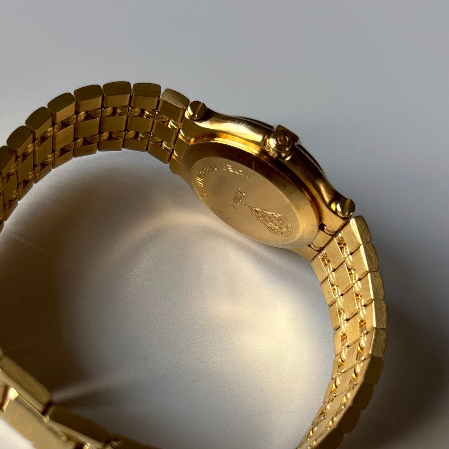 Gucci 1990s Date Round Dial Gold Plated Watch