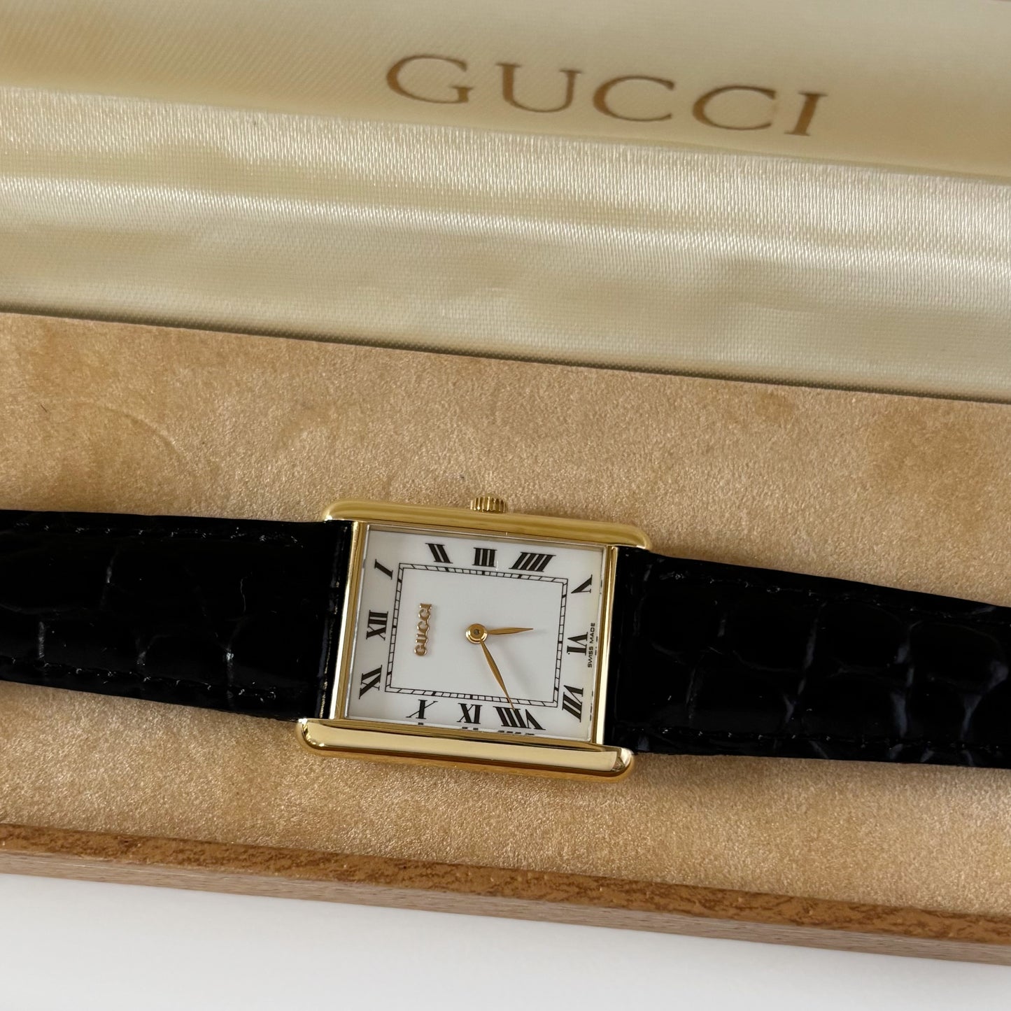 Gucci 1990s 18K Solid Gold Tank Watch