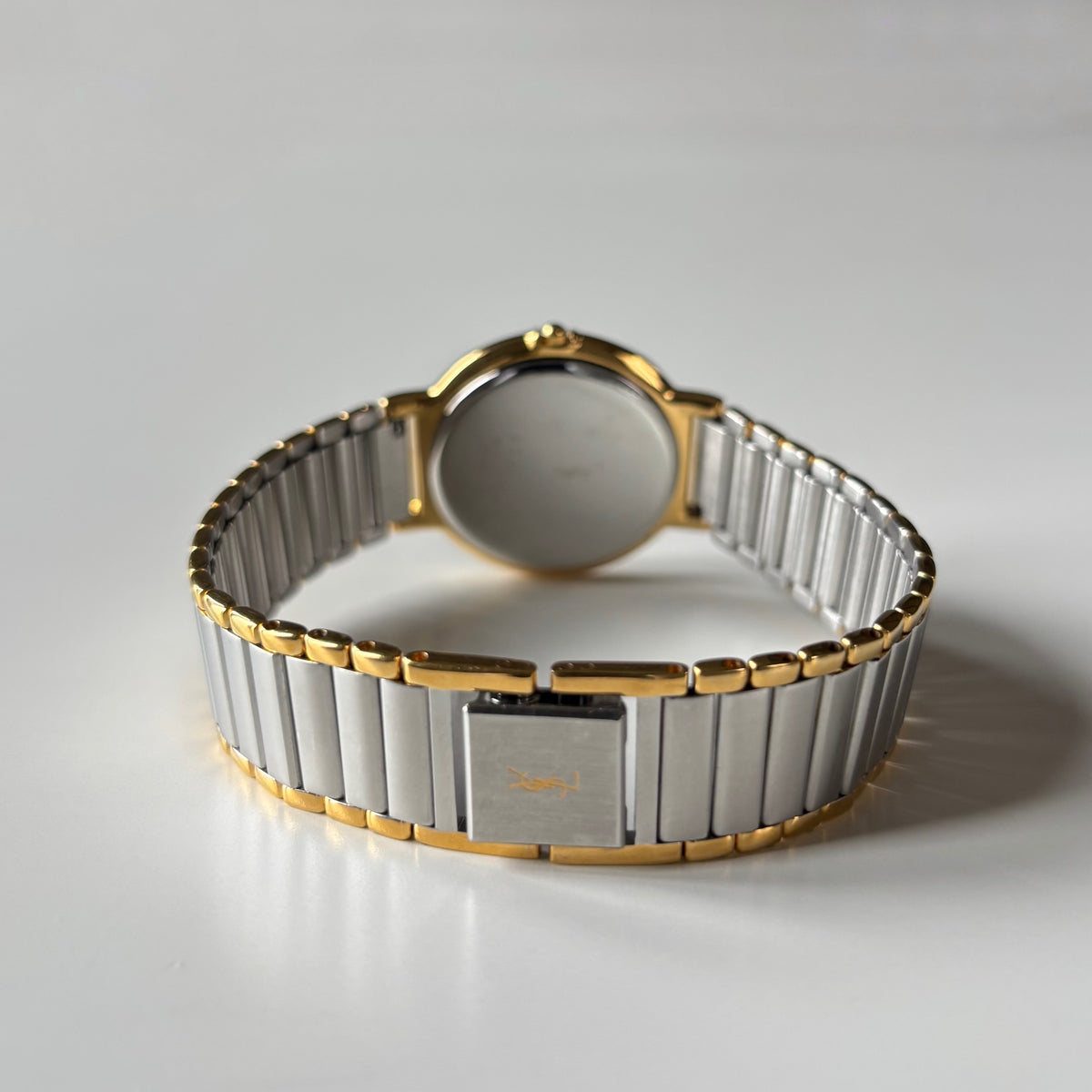 Yves Saint Laurent 1990s Large Round Dial Two Tone Gold Plated Watch (Large)