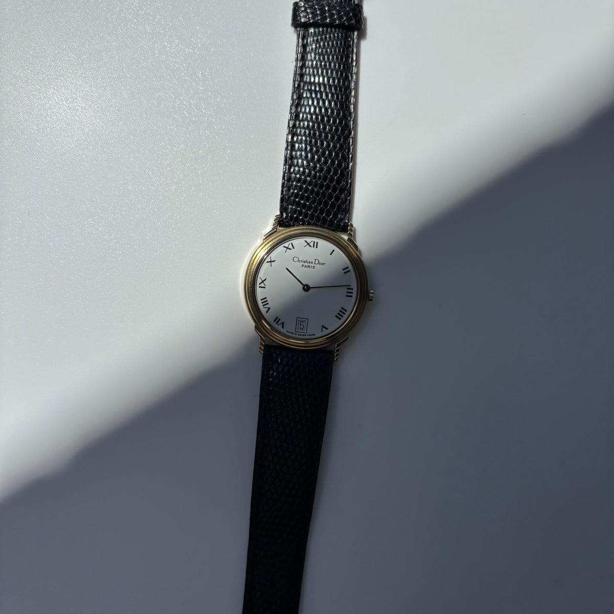 Dior 1990s Date Round Dial Gold Plated Watch (Large)
