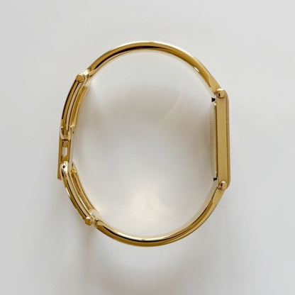 Gucci 1990s Seashell Dial Rectangular Gold Plated Bangle Watch