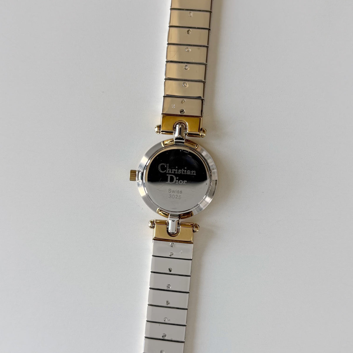 Dior 1990s Gold Round Dial Two Tone Gold Plated Watch