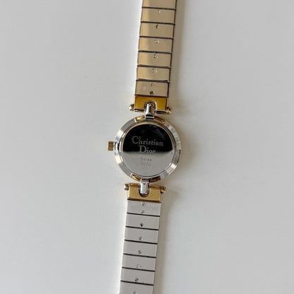 Dior 1990s Gold Round Dial Two Tone Gold Plated Watch