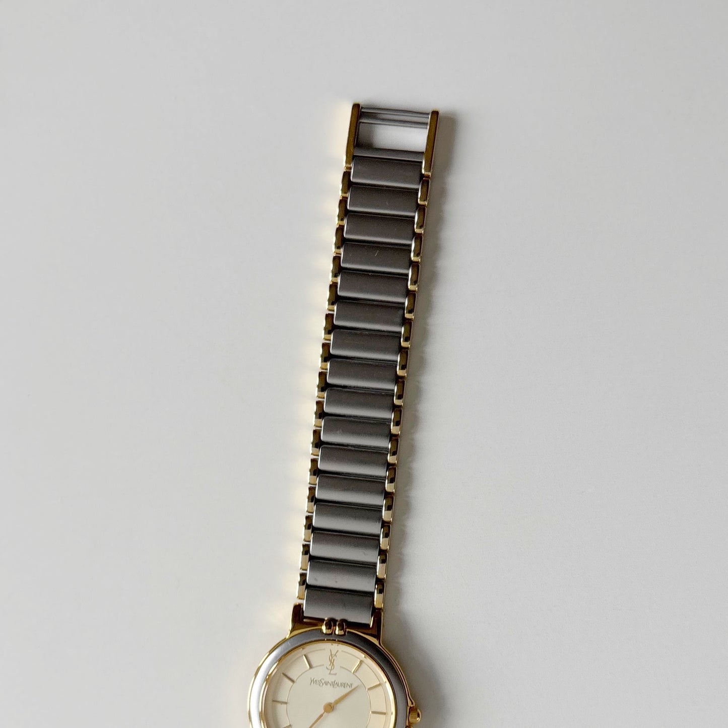 Yves Saint Laurent 1990s Round Dial Two Tone Watch