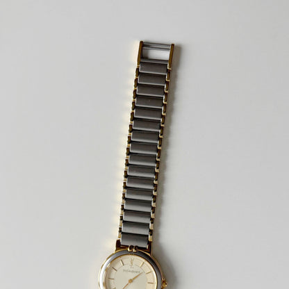 Yves Saint Laurent 1990s Round Dial Two Tone Watch