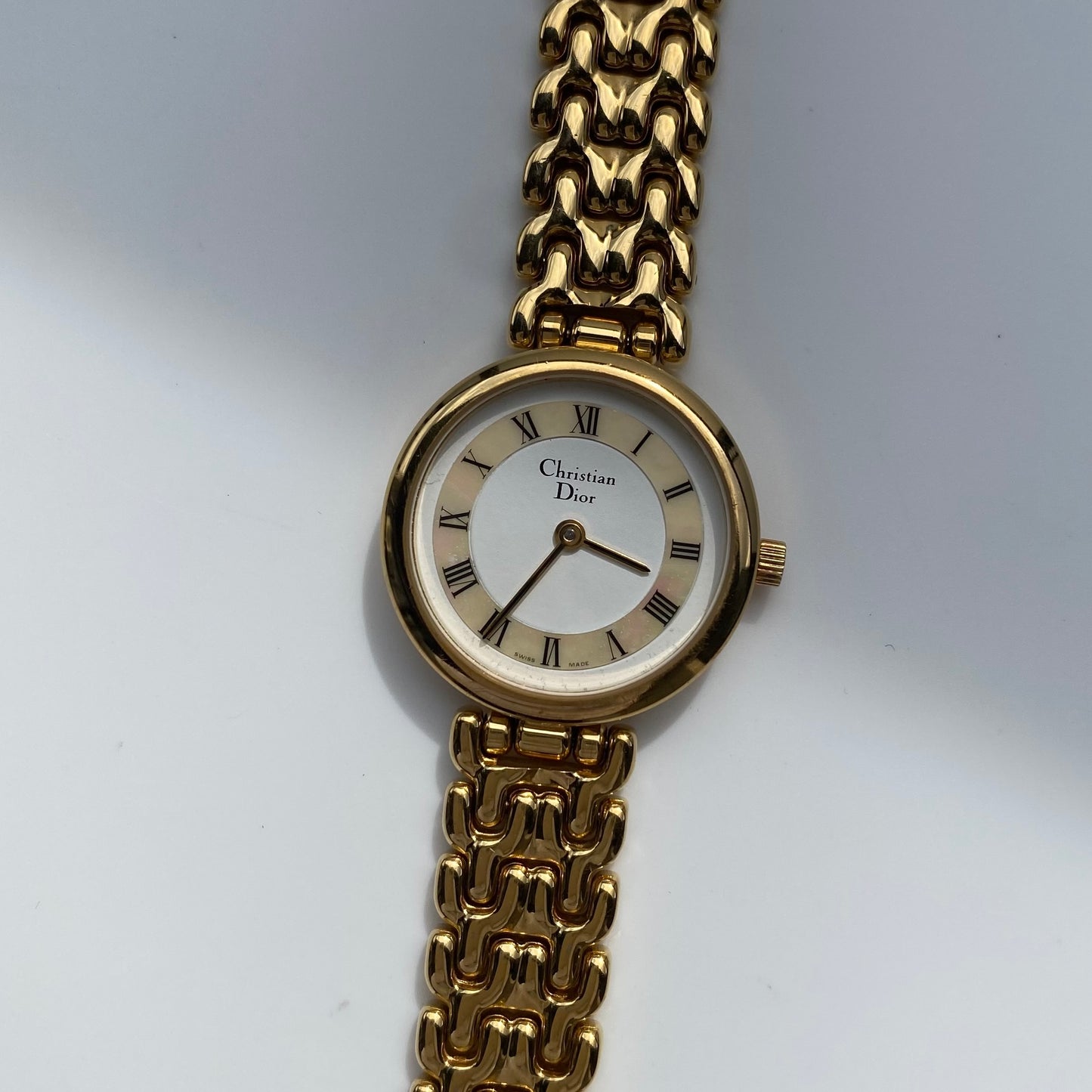 Dior 1990s Seashell Dial Gold Plated Watch