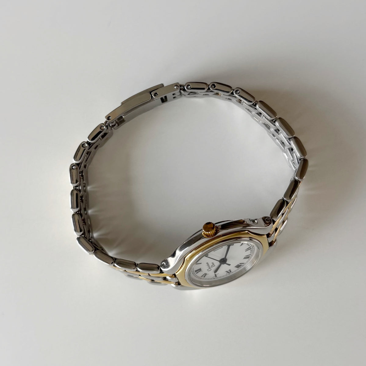 Dior 1990s Date Round Dial Gold Plated Two Tone Watch