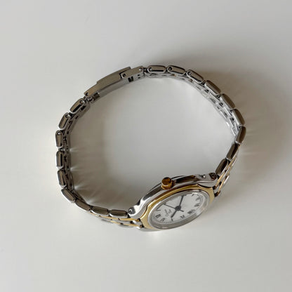 Dior 1990s Date Round Dial Gold Plated Two Tone Watch