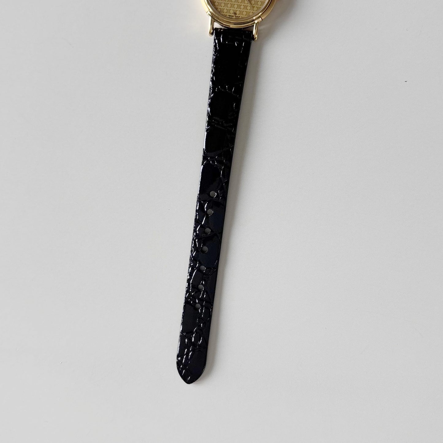 Celine 1990s Round Dial Gold Plated Watch