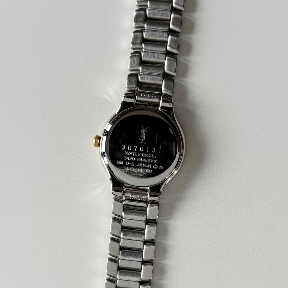 Yves Saint Laurent 1990s Round Dial Two Tone Gold Plated Watch