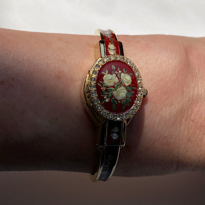 André  Mouche 1990s Red Gold Plated Bangle Watch