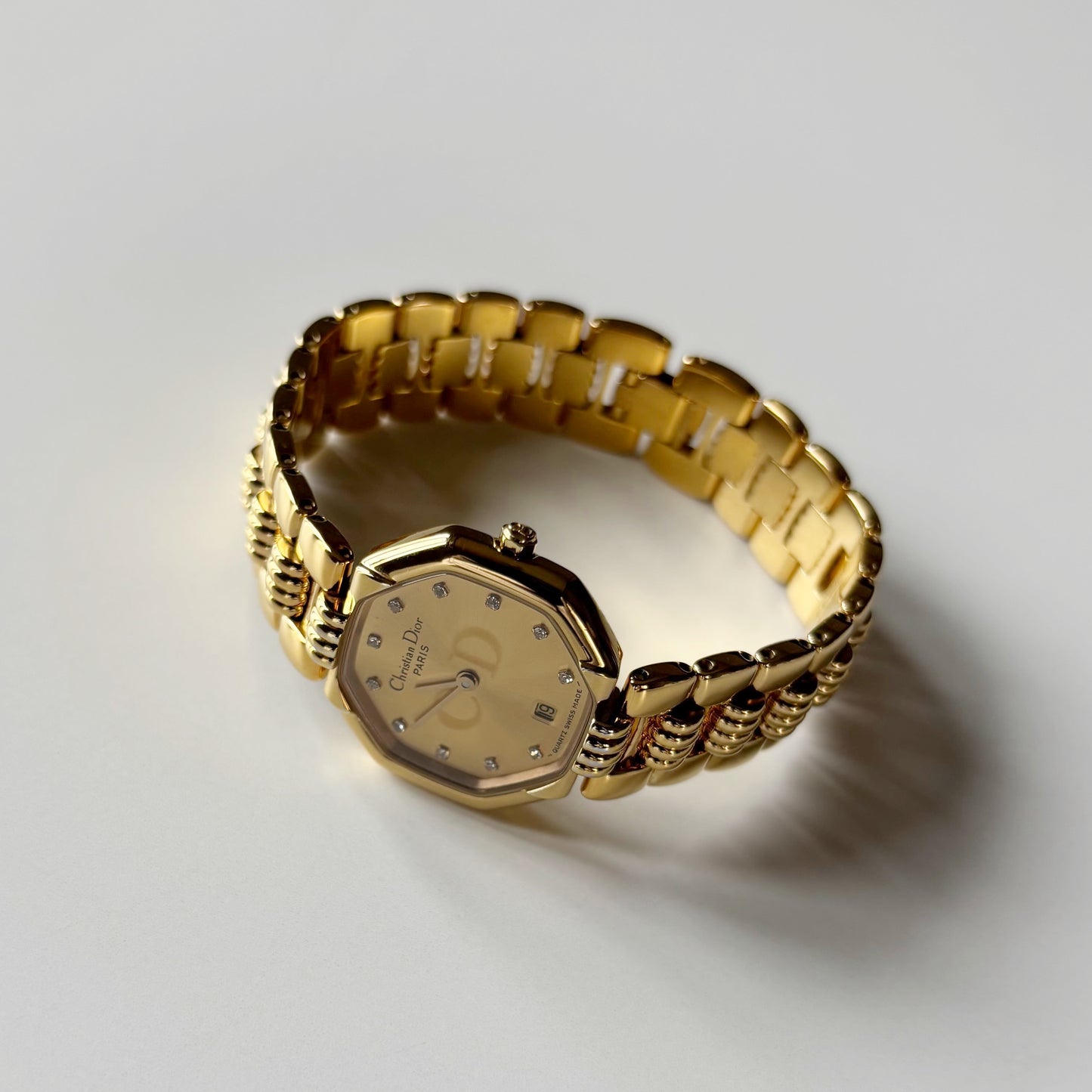 Dior 1990s Octagon Gold Plated Watch