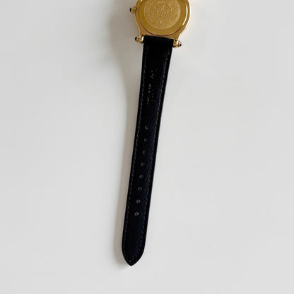Gucci 1990s Black Dial Gold Plated Watch