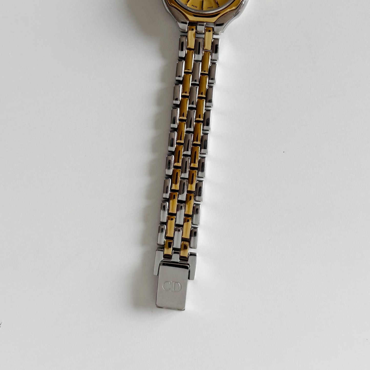 Dior 1990s Date Round Dial Two Tone Watch