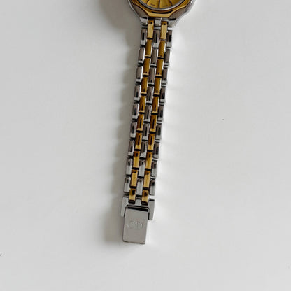 Dior 1990s Date Round Dial Two Tone Watch