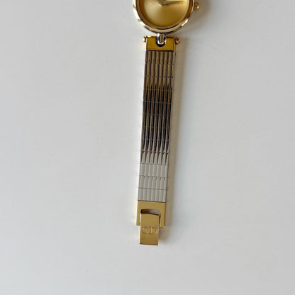 Dior 1990s Round Dial Gold Plated Two Tone Watch